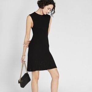 Club Monaco - Sleeveless Ribbed Pointelle Dress - Black Size Small